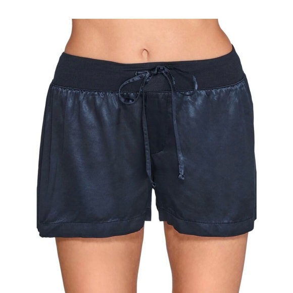 PJ Harlow Mikel Navy Blue Satin Sleep Boxer Shorts Lounge Small - Picture 1 of 5
